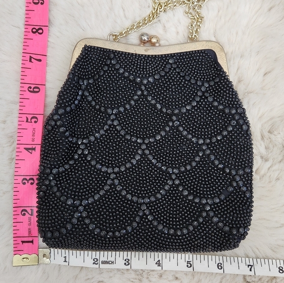 Vintage Style By Du Val Black Beaded Evening Bag - Picture 14 of 14